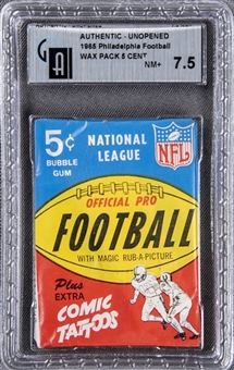 1965 Philadelphia Football Unopened Five-Cent Wax Pack - GAI NM+ 7.5